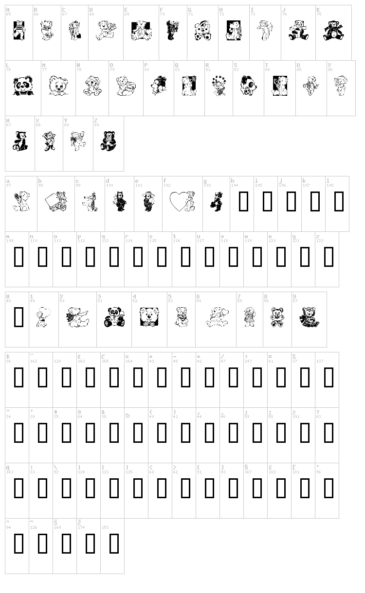 Teddyber font map